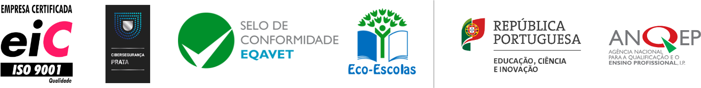 EIC ISO 9001, Cibersegurança Prata, Selo EQAVET, Eco-Escolas, República Portuguesa, ANQEP
